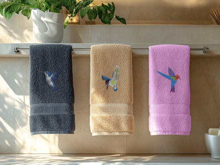 Colección Completa Colibrí – Set de 4 Toallas Grandes Blancas