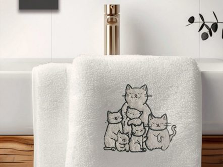 Familia Gato - Set de 4 Toallas 60 x 40 cm