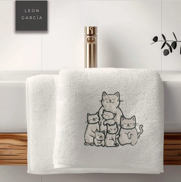 Familia Gato - Set de 4 Toallas 60 x 40 cm