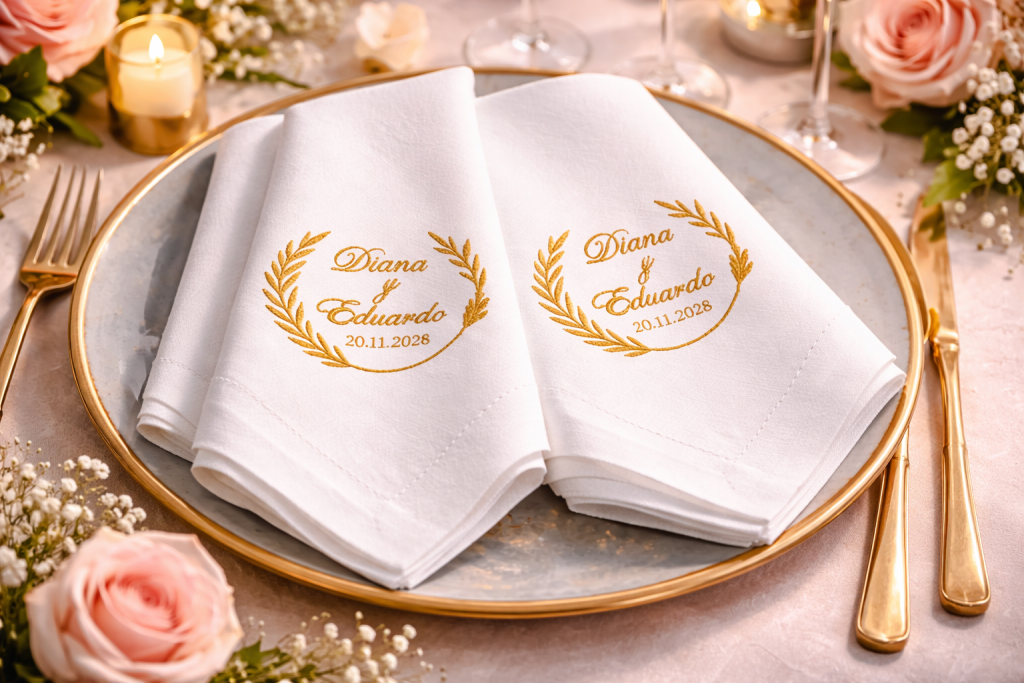 Docena de Servilletas Personalizables para Boda – León García