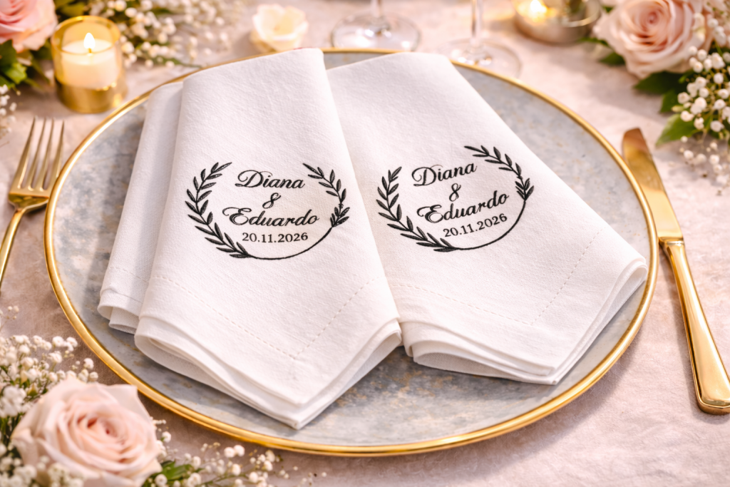 Docena de Servilletas Personalizables para Boda – León García