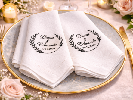 Docena de Servilletas Personalizables para Boda – León García