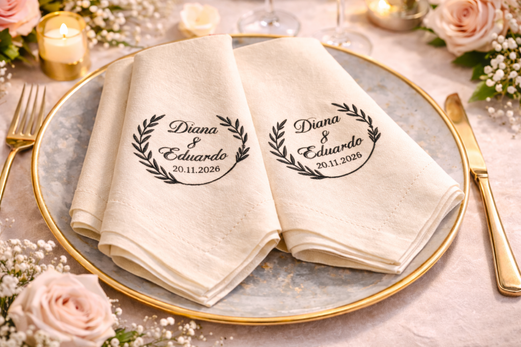 Media Docena de Servilletas Personalizables para Boda – León García